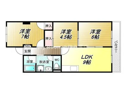 八尾 樋口マンション(3LDK/3階)の間取り写真