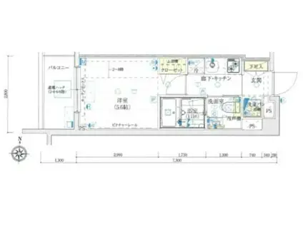 ル・リオン大鳥居(1K/4階)の間取り写真