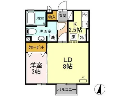 ボナール(1LDK/1階)の間取り写真