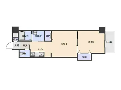 パイン・ワン・クナイ(1LDK/4階)の間取り写真