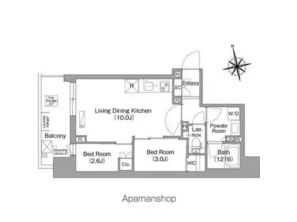 コンフォリア・リヴ門前仲町イースト(2LDK/4階)の間取り写真