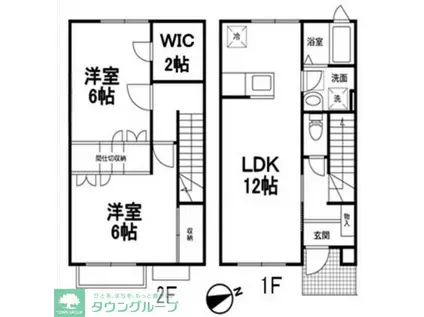 グランクリエイトB棟(2LDK/1階)の間取り写真