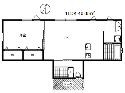 エクソニア北青木(1LDK/1階)の間取り写真