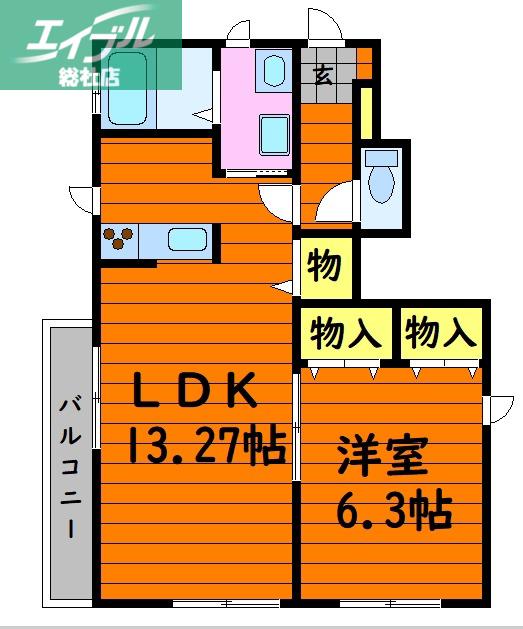 ソレイユ A(1LDK/1階)の間取り写真