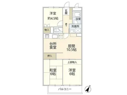 グリーンヒルズ上永谷第一(3LDK/3階)の間取り写真