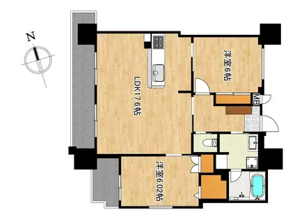 セレーノ鴨池(2LDK/8階)の間取り写真