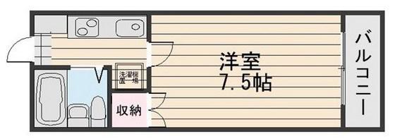 奥田西町ハイツ(1K/4階)の間取り写真
