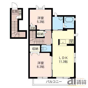 クローバー リーフ(2LDK/2階)の間取り写真