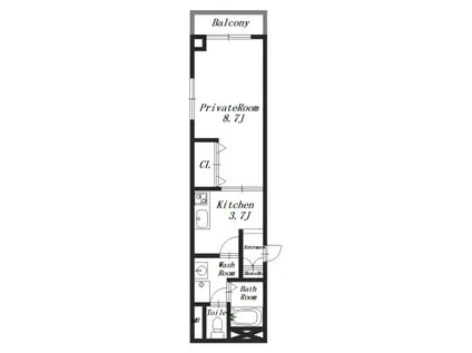 オリエンタル橿原(1DK/4階)の間取り写真