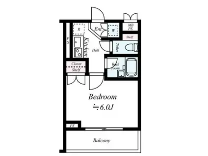 ルーブル高円寺参番館(1K/2階)の間取り写真