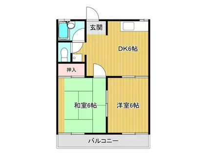 ライムライトA(2DK/1階)の間取り写真