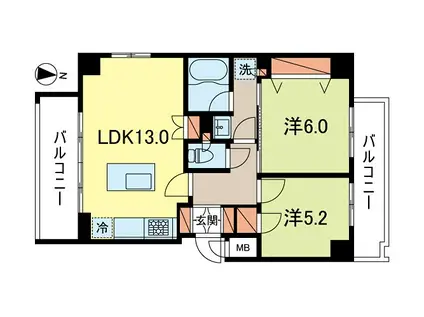 スプリングスクエア永福(2LDK/2階)の間取り写真