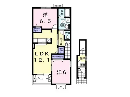 プリムローズ・K I(2LDK/2階)の間取り写真