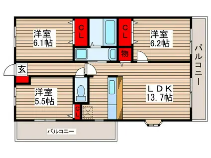 ベルサンモール(3LDK/7階)の間取り写真