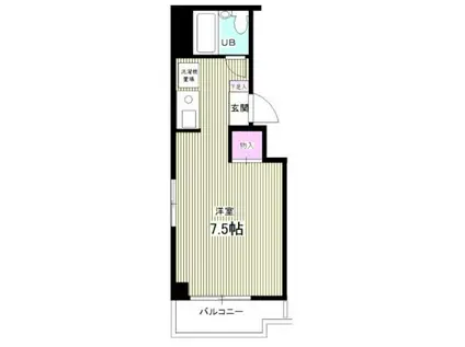 コットンハウス(1K/3階)の間取り写真