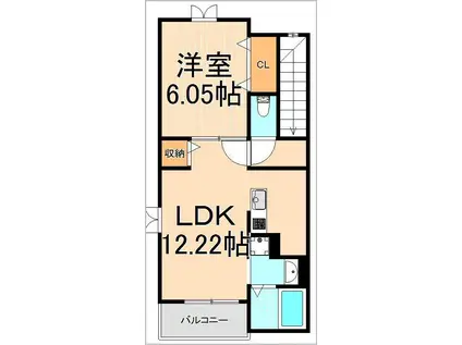 パリス・ディジー(1LDK/3階)の間取り写真