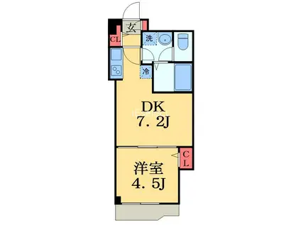 カイテキースV(1DK/4階)の間取り写真