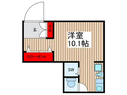 ファミール吉川(ワンルーム/2階)の間取り写真
