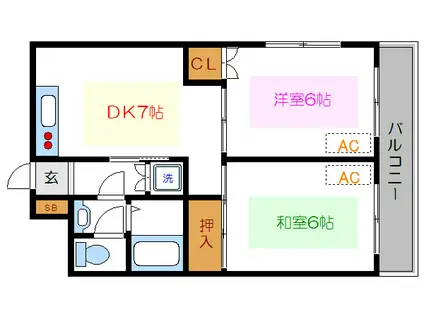 サンコート(2DK/2階)の間取り写真