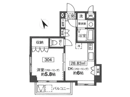 グロントホーム(1DK/3階)の間取り写真