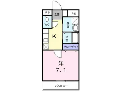 エアリー・シャンブル(1K/1階)の間取り写真
