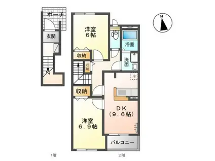 SOCIO FAMILIA(2DK/2階)の間取り写真