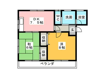 アーバンスクエア II(2DK/2階)の間取り写真