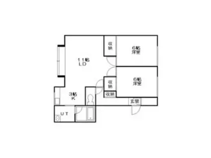 ライフカムイA・B(2LDK/2階)の間取り写真