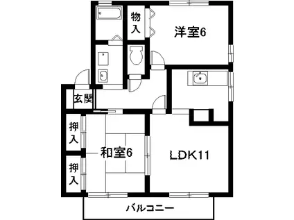 ハイカムール多米(2LDK/1階)の間取り写真