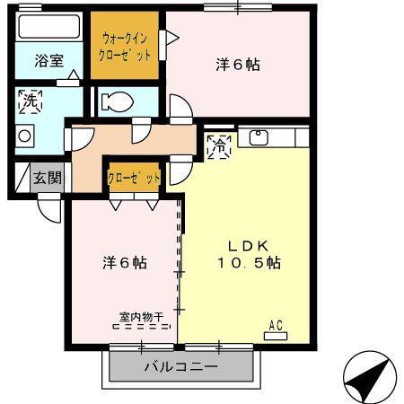 STONE HILLS K(2LDK/2階)の間取り写真
