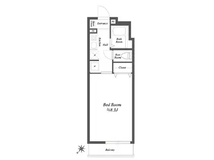 ブロッサムテラス新小岩(1K/2階)の間取り写真