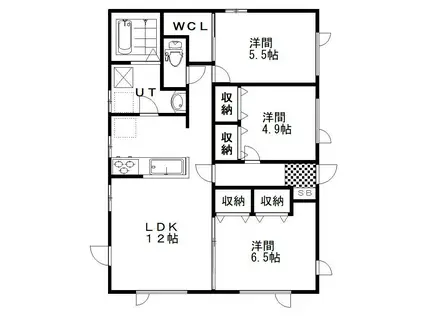 東陽西1丁目19番テラスハウス(3LDK/1階)の間取り写真