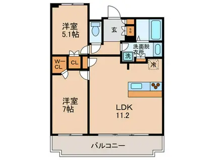 ポートヴィラ靱公園(2LDK/13階)の間取り写真