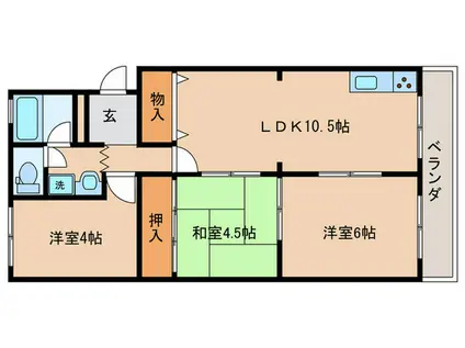アムール西井(3LDK/1階)の間取り写真