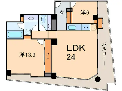 WALK AKASAKA(2LDK/7階)の間取り写真