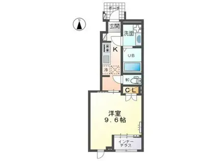 スターテラスII西大寺(1K/1階)の間取り写真