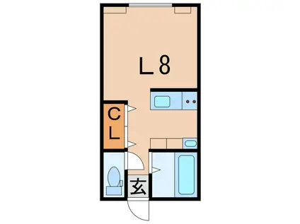 サンヒルズ(ワンルーム/2階)の間取り写真