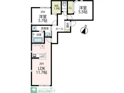 プレシャス北矢名(2LDK/2階)の間取り写真