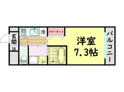 ミュプレ北浜(1K/3階)の間取り写真