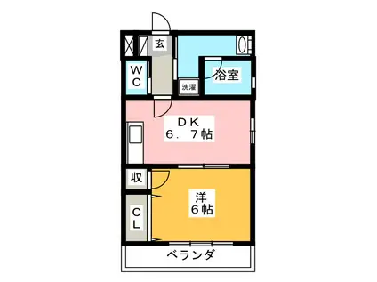 OCEAN-S(1DK/3階)の間取り写真