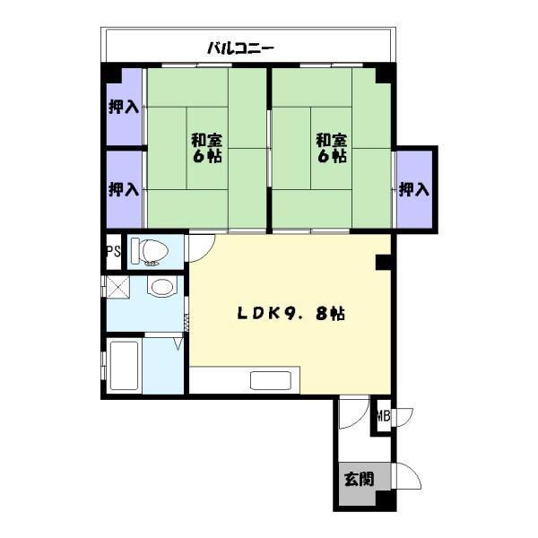 寿ハイツ(2LDK/3階)の間取り写真