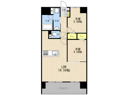 LIBTH菊陽II(2LDK/4階)の間取り写真