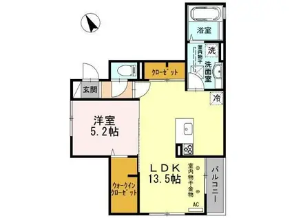 グランヒルズ(1LDK/1階)の間取り写真