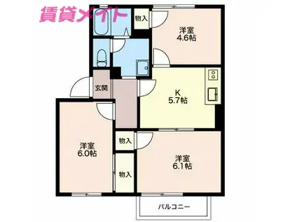 コーポラスたなか A棟(3K/1階)の間取り写真