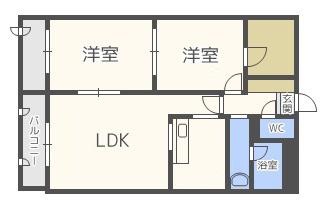 セリエ本通(2LDK/4階)の間取り写真