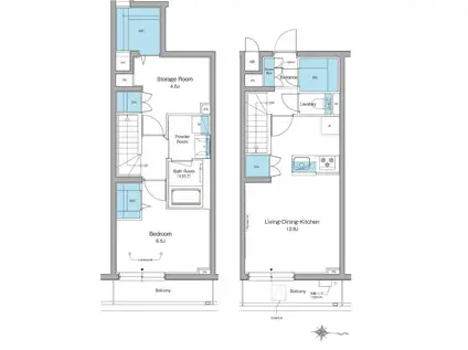 ルフォンリヴェント杉並永福(1SLDK/地下階)の間取り写真