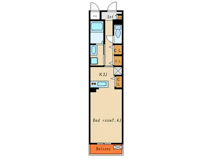 アンソレイユI(ワンルーム/2階)の間取り写真