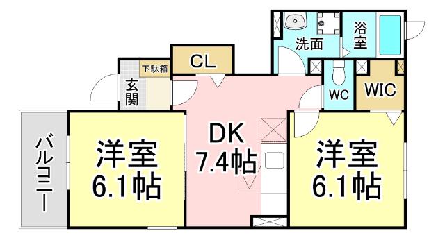 フレシール小倉東Y(2DK/1階)の間取り写真