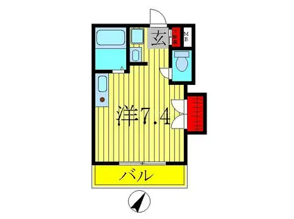 ペルレシュロスPARTVIII(ワンルーム/4階)の間取り写真