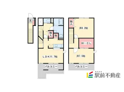 カリオンC(2LDK/2階)の間取り写真